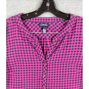 Lands End Womens Shirt 10 Purple Plaid Flannel Popover Outdoor Camping‎ Fall